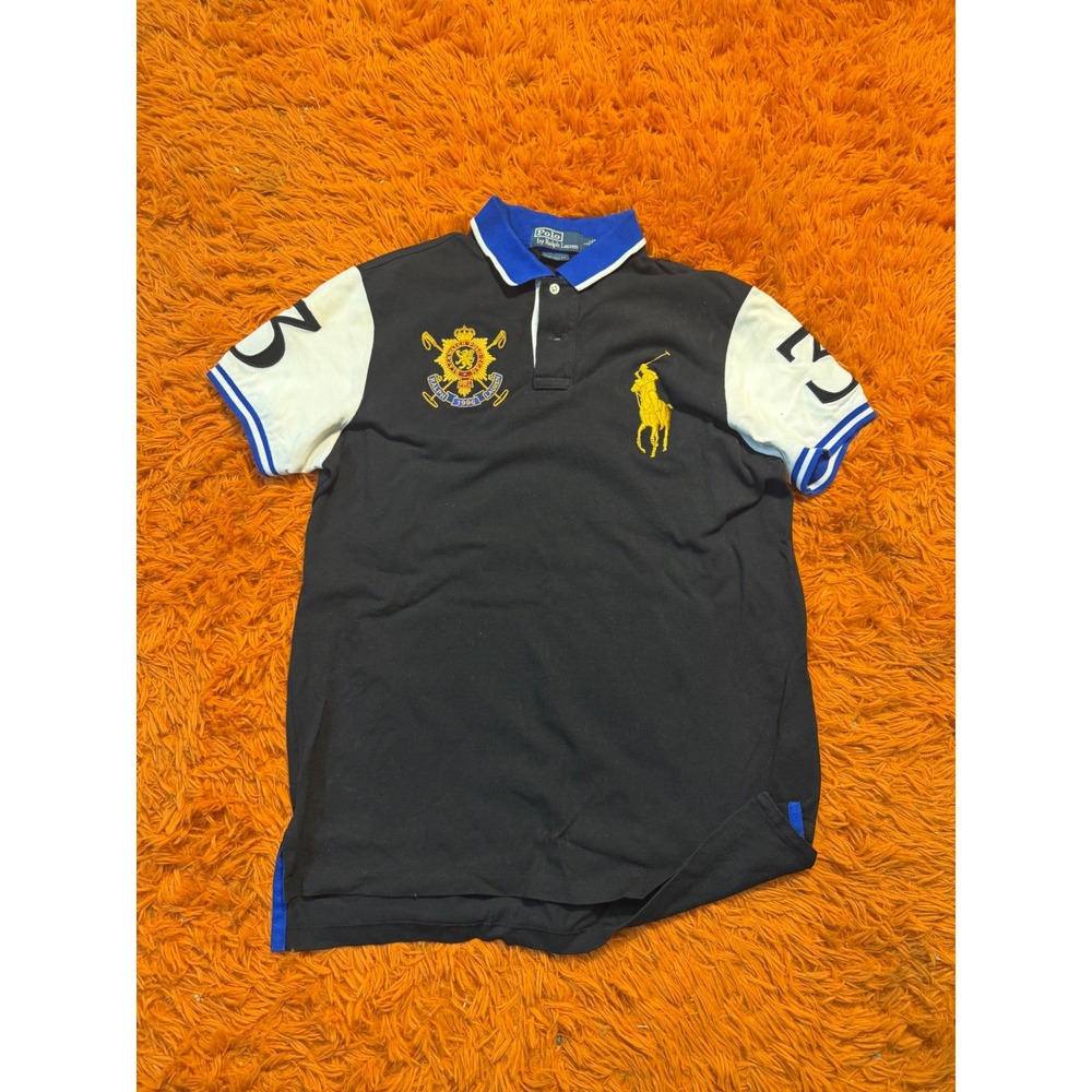 Polo Ralph Lauren Black Watch Polo Team Shirt Navy Blue Custom Fit Large